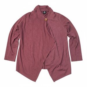 Bobeau One Button Soft Fleece Knit Cardigan Wrap Plus Size 1X Woman Lady